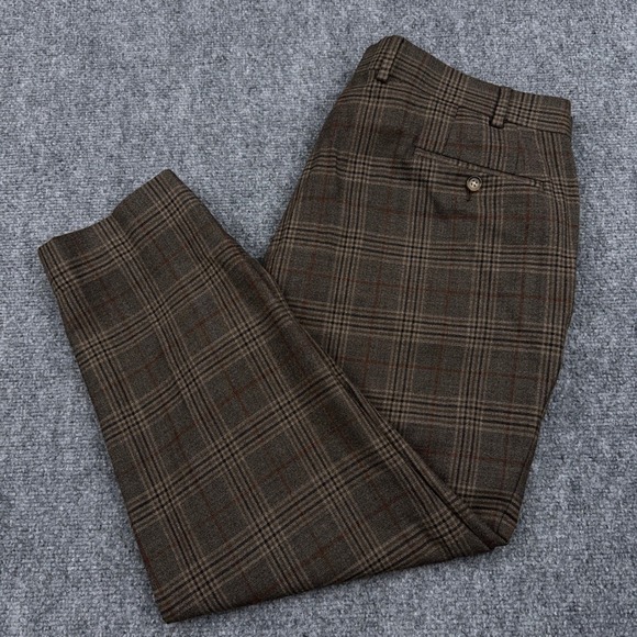 Lauren Ralph Lauren Other - Lauren Ralph Lauren Dress Pants Men 38x30 Brown Glen Plaid Wool Blend HEMMED 26"